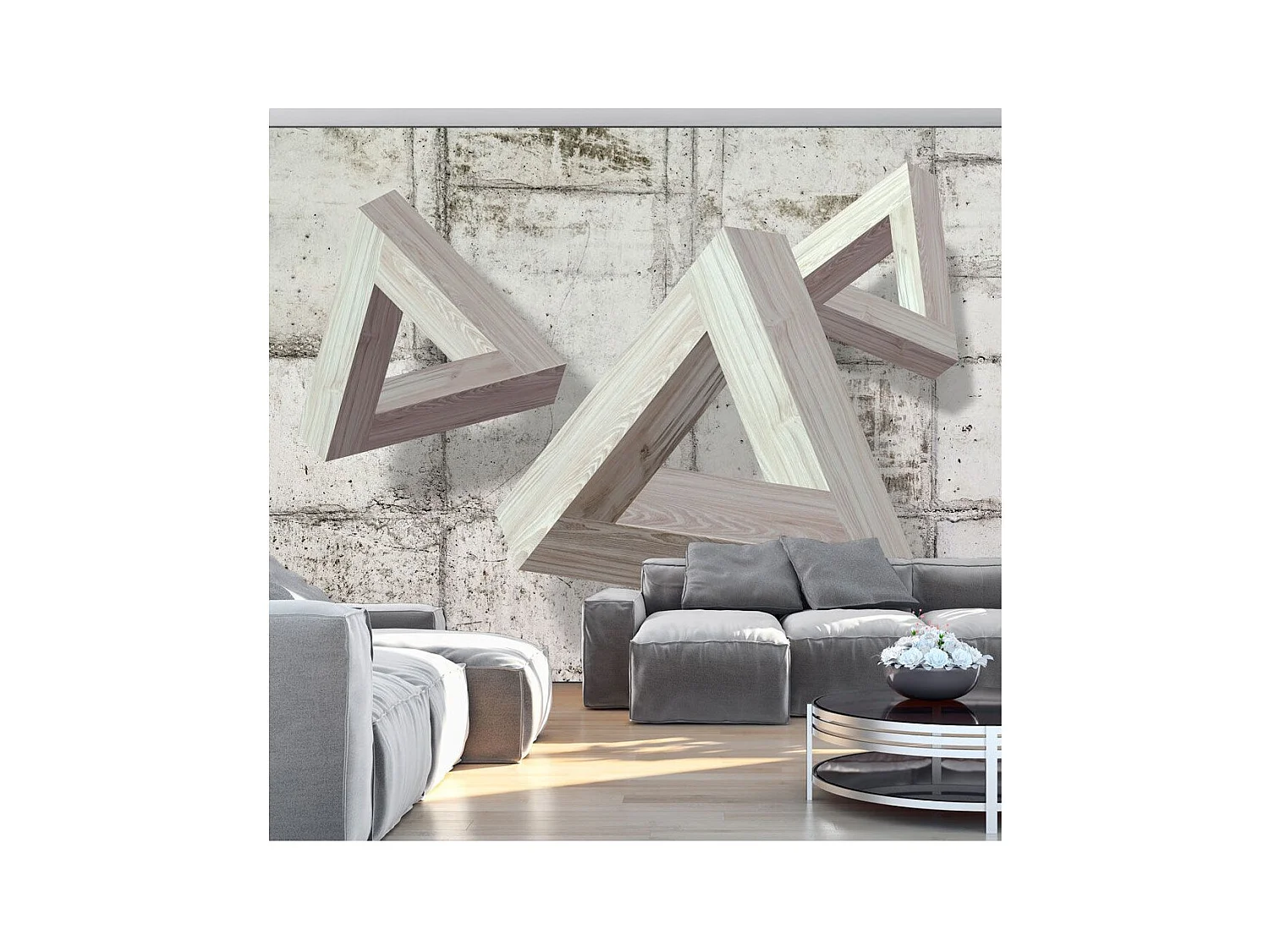Papier Peint "Grey Trio" 105 x 150 cm