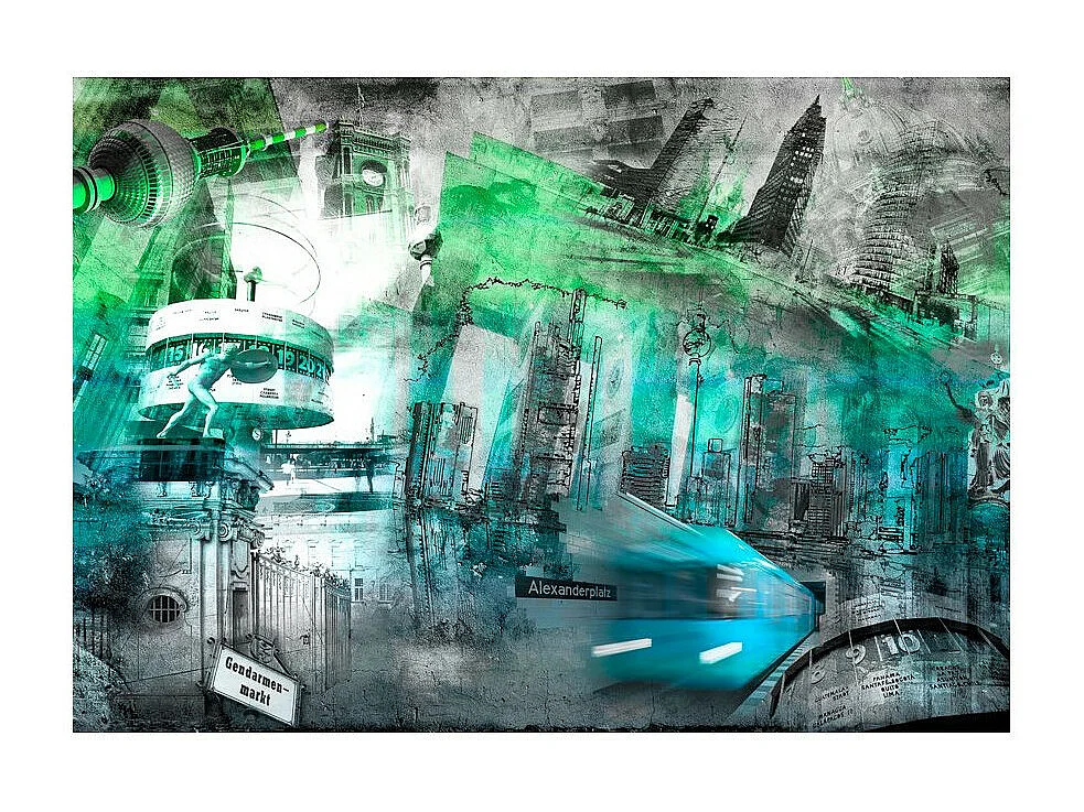 Papier Peint "Berlin Collage Vert" 245 x 350 cm