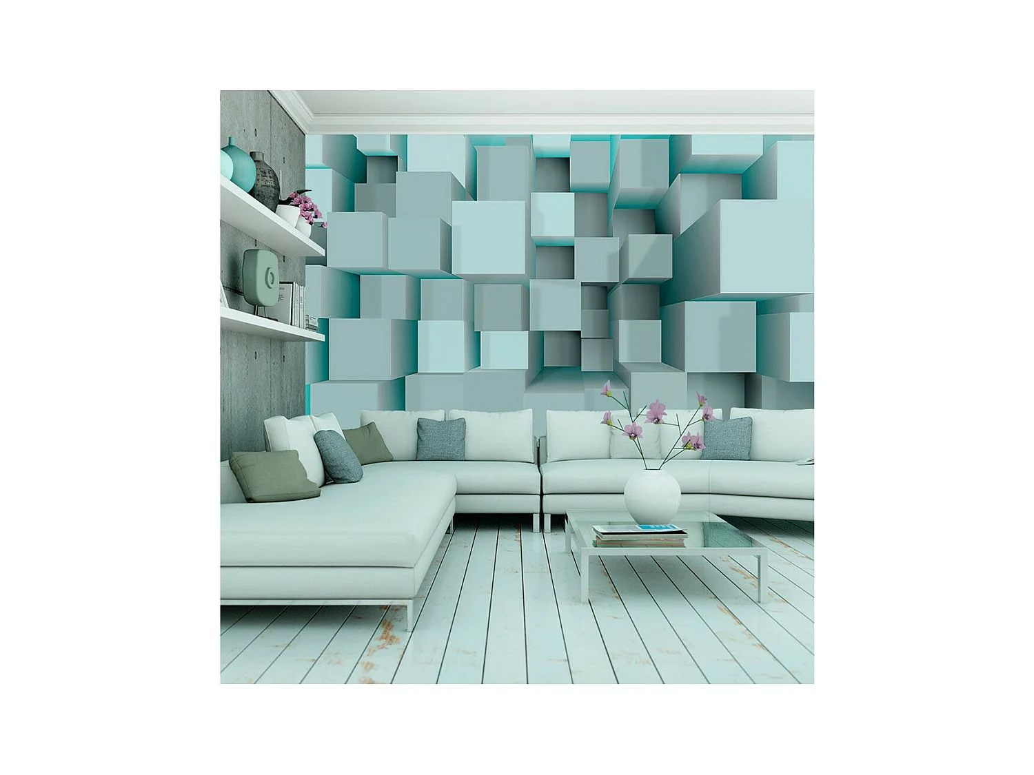 Papier Peint "Blue Puzzle" 245 x 350 cm