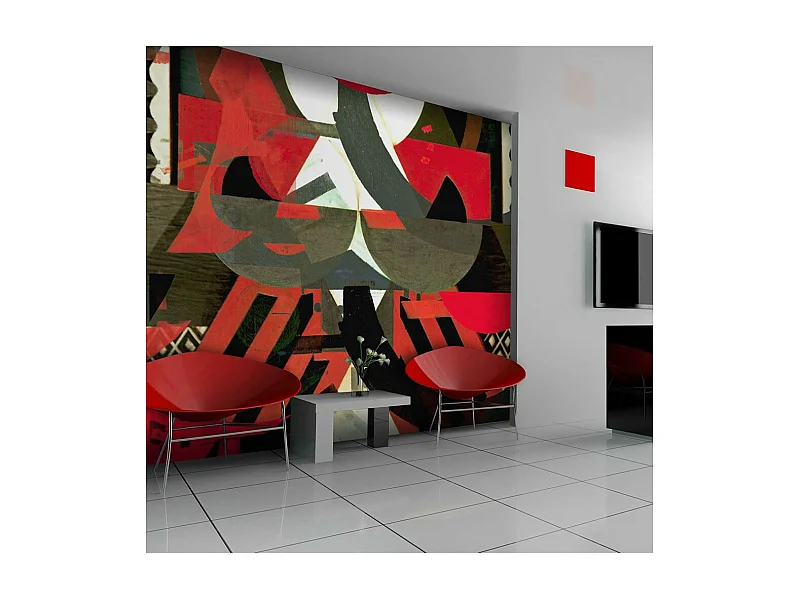 Papier Peint "Composition Artistique en Rouge" 231 x 300 cm