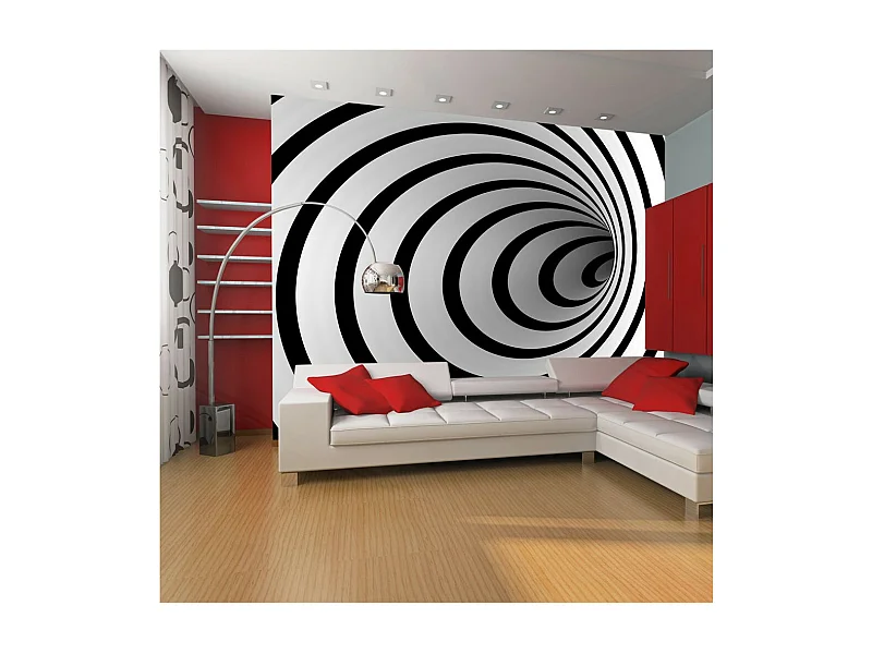 Papier Peint "Tunnel 3D Noir & Blanc" 231 x 300 cm