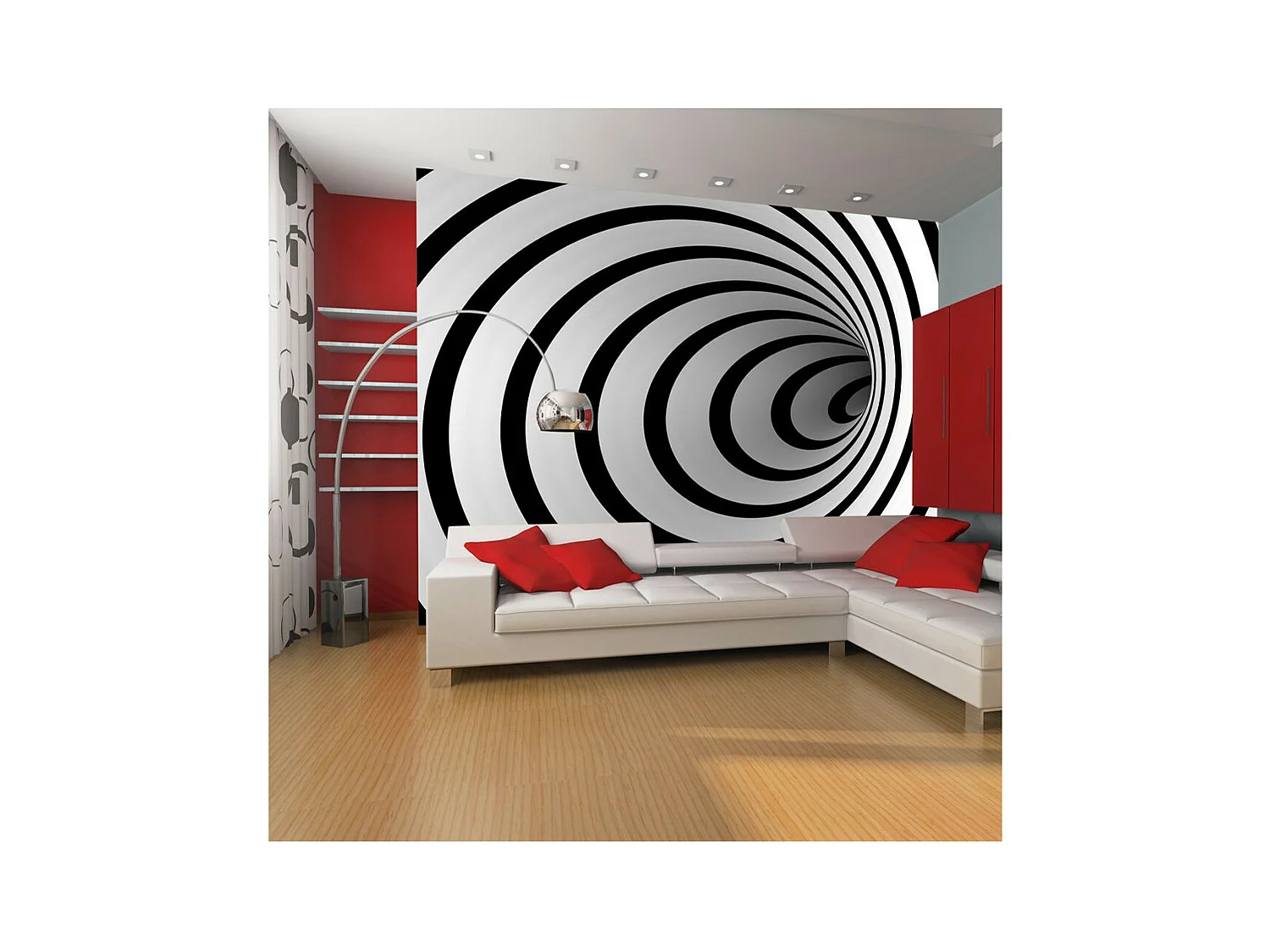 Papier Peint "Tunnel 3D Noir & Blanc" 231 x 300 cm