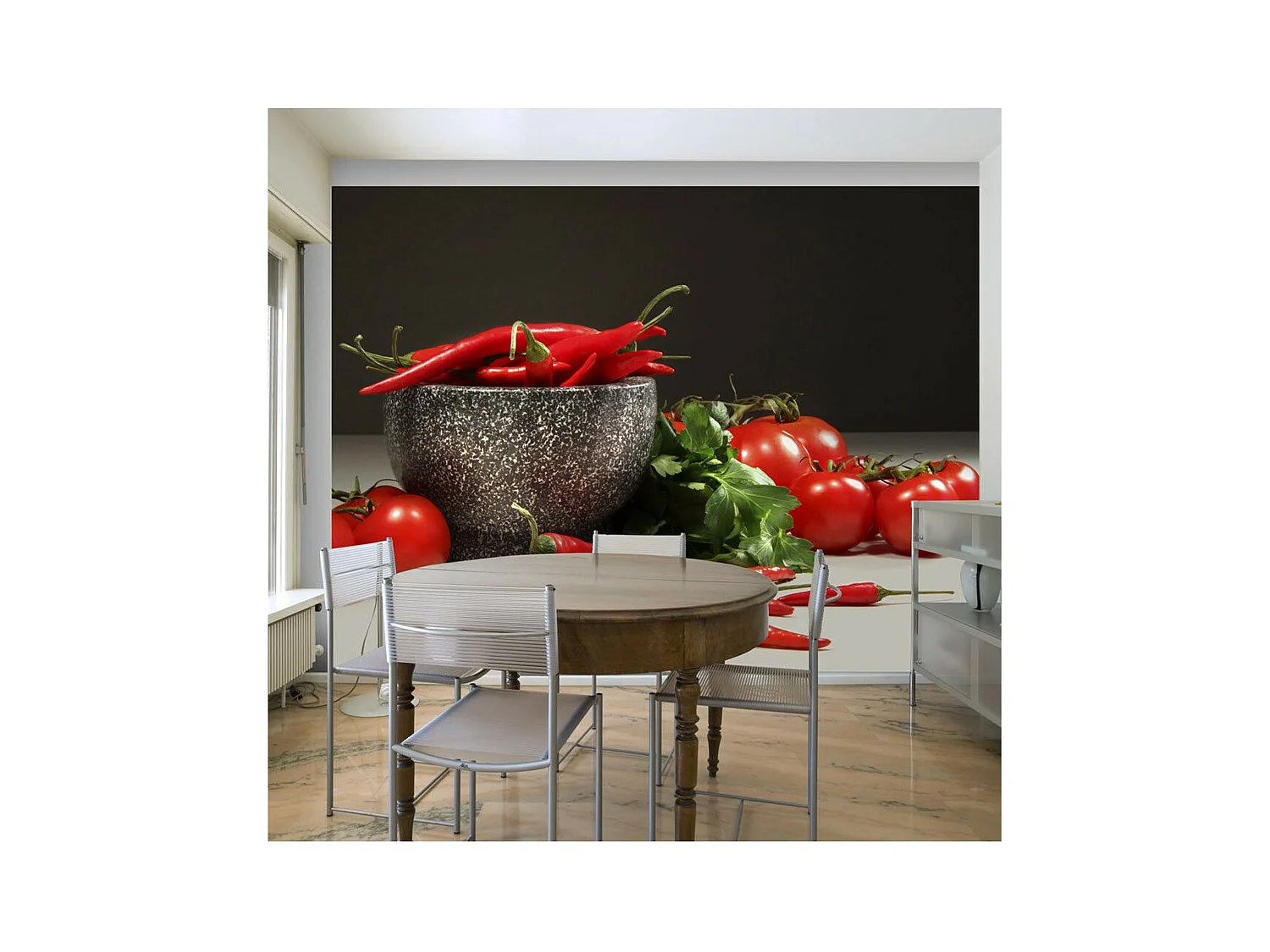 Papier Peint "Tomates & Piments Rouges" 270 x 350 cm