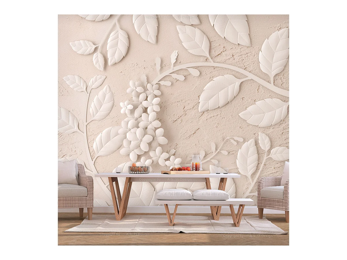 Papier Peint "Paper Flowers Beige" 105 x 150 cm