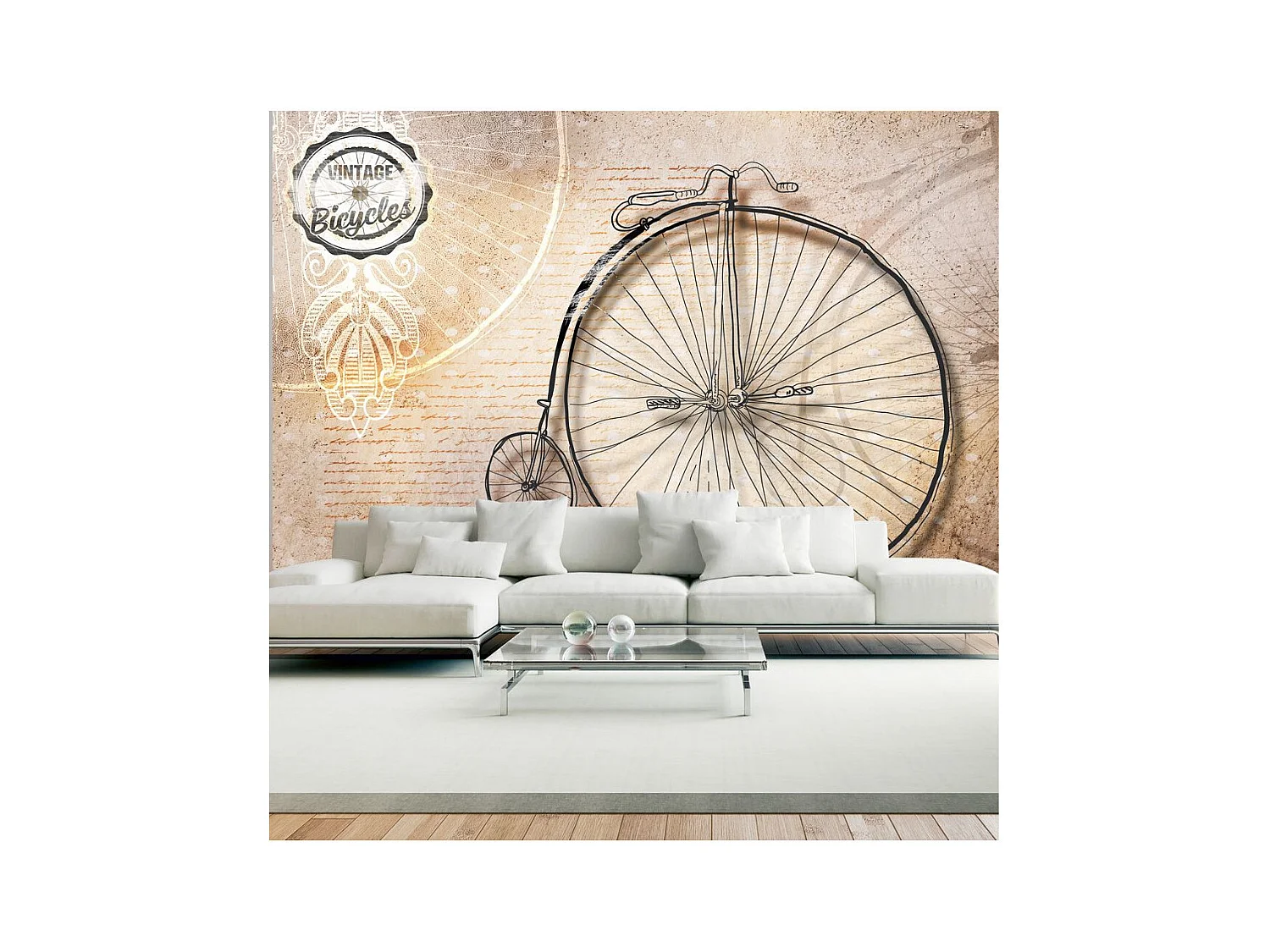 Papier Peint "Vintage Bicycles Sepia" 140 x 200 cm