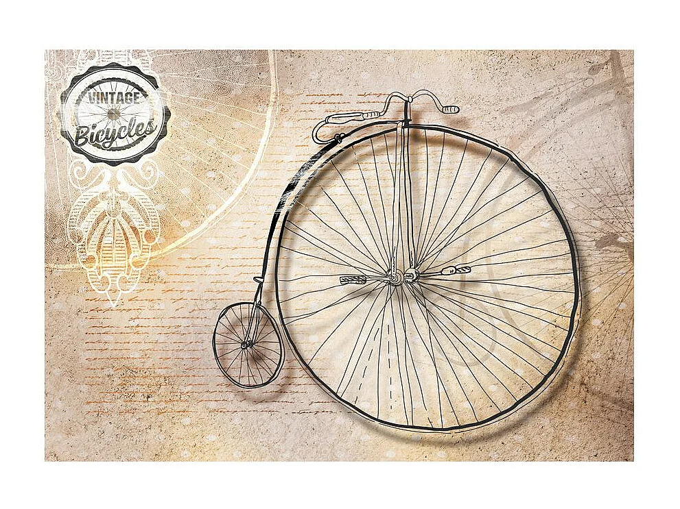 Papier Peint "Vintage Bicycles Sepia" 140 x 200 cm