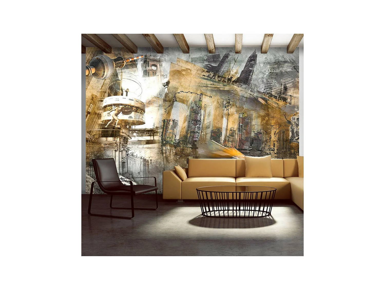 Papier Peint "Berlin Collage Orange" 245 x 350 cm