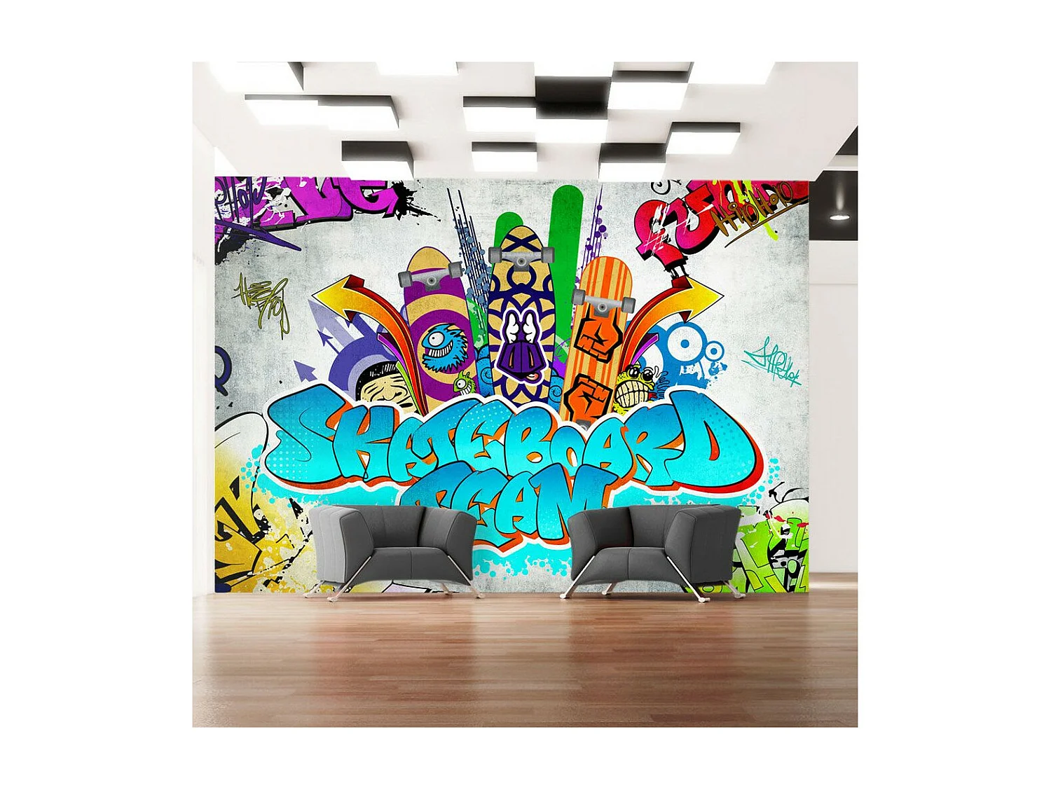 Papier Peint "Skateboard Team" 105 x 150 cm