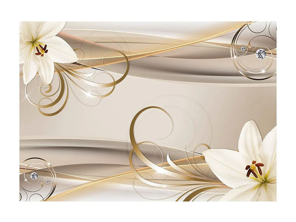 Papier Peint "Lilies & the Gold Spirals" 140 x 200 cm