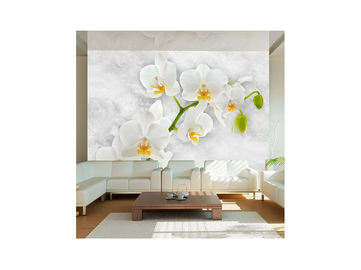 Papier Peint "Lyrical Orchid White" 140 x 200 cm