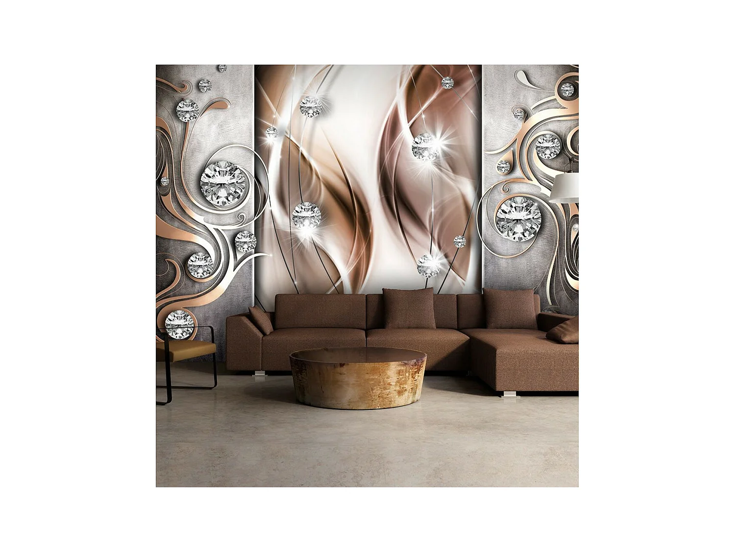Papier Peint "Brown & Diamonds" 70 x 100 cm