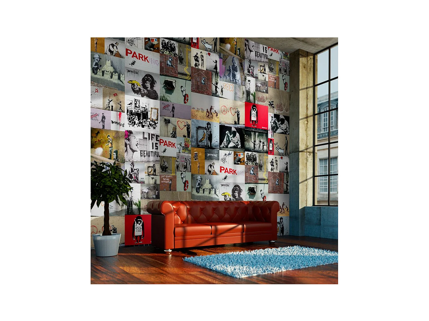 Papier Peint "Banksy a Collage" 50x1000cm