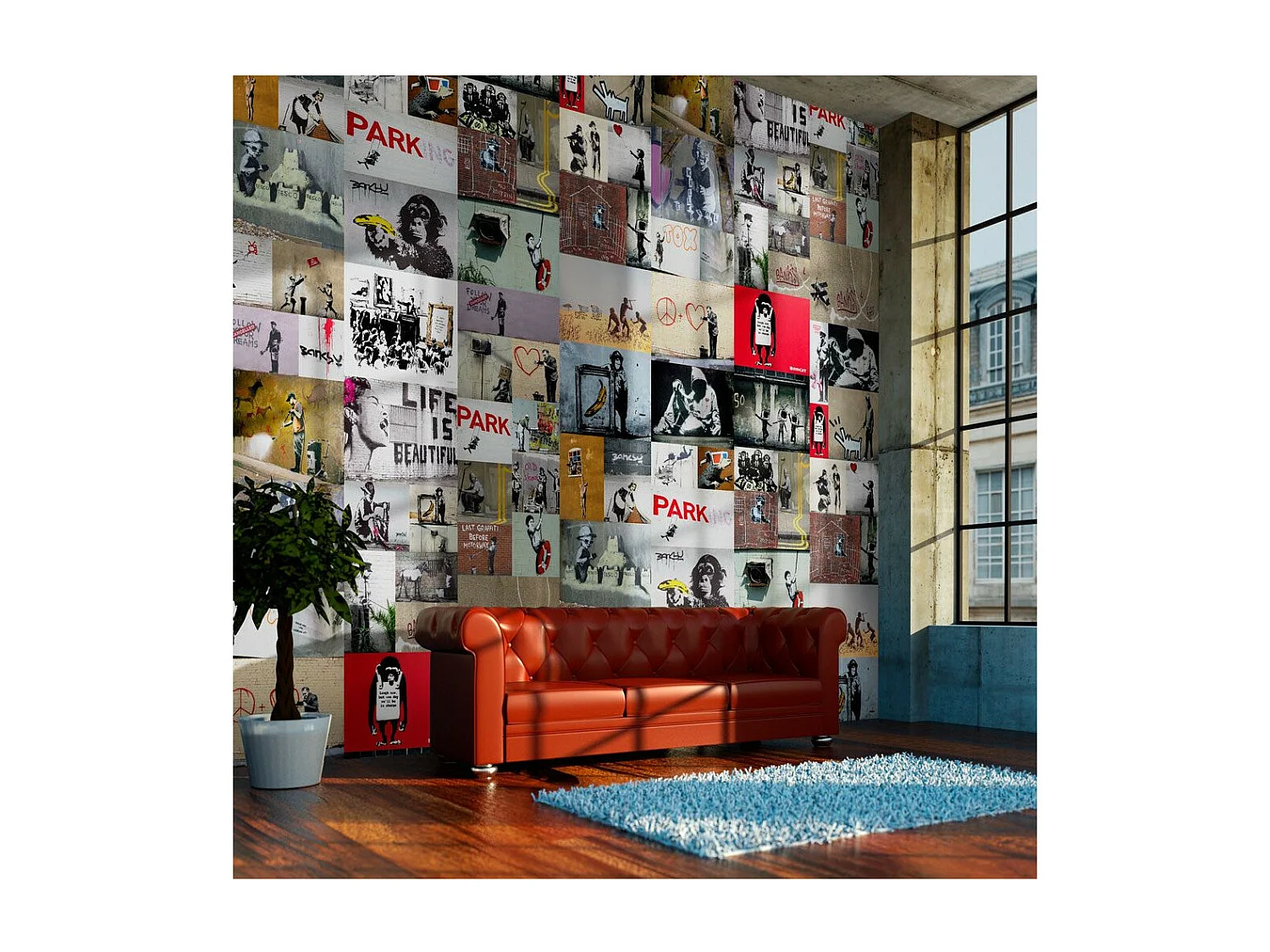 Papier Peint "Banksy a Collage" 50x1000cm