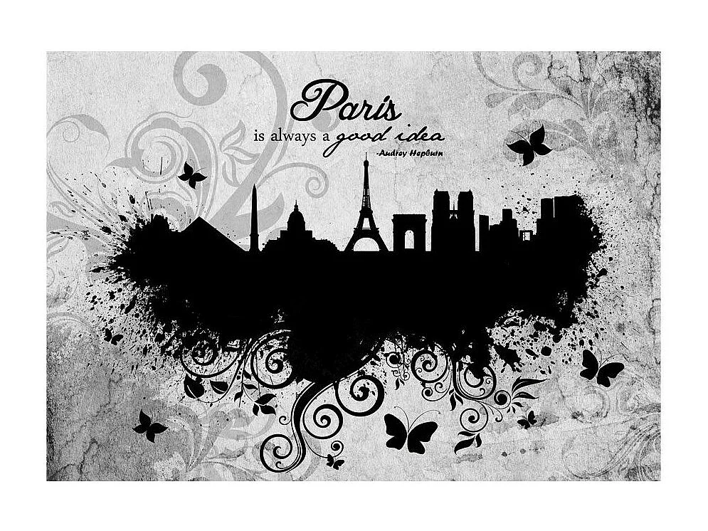 Papier Peint "Paris is Always a Good Idea Black & White" 140 x 200 cm