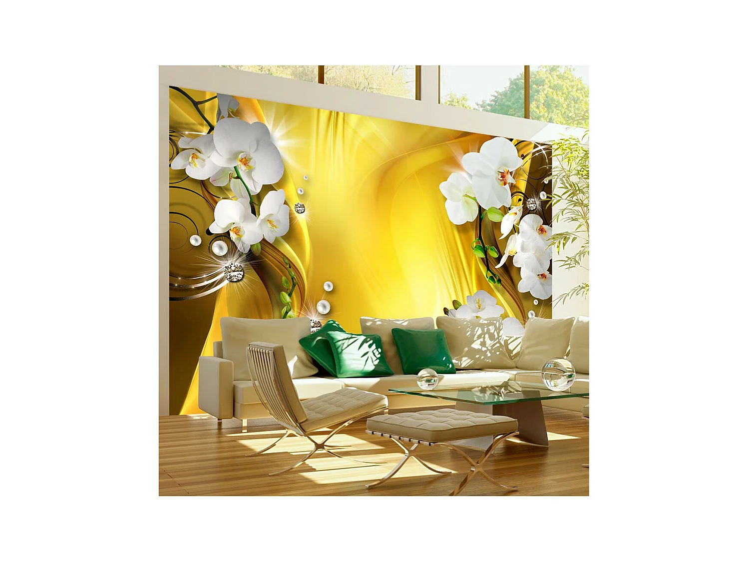 Papier Peint "Orchid in Gold" 210 x 300 cm