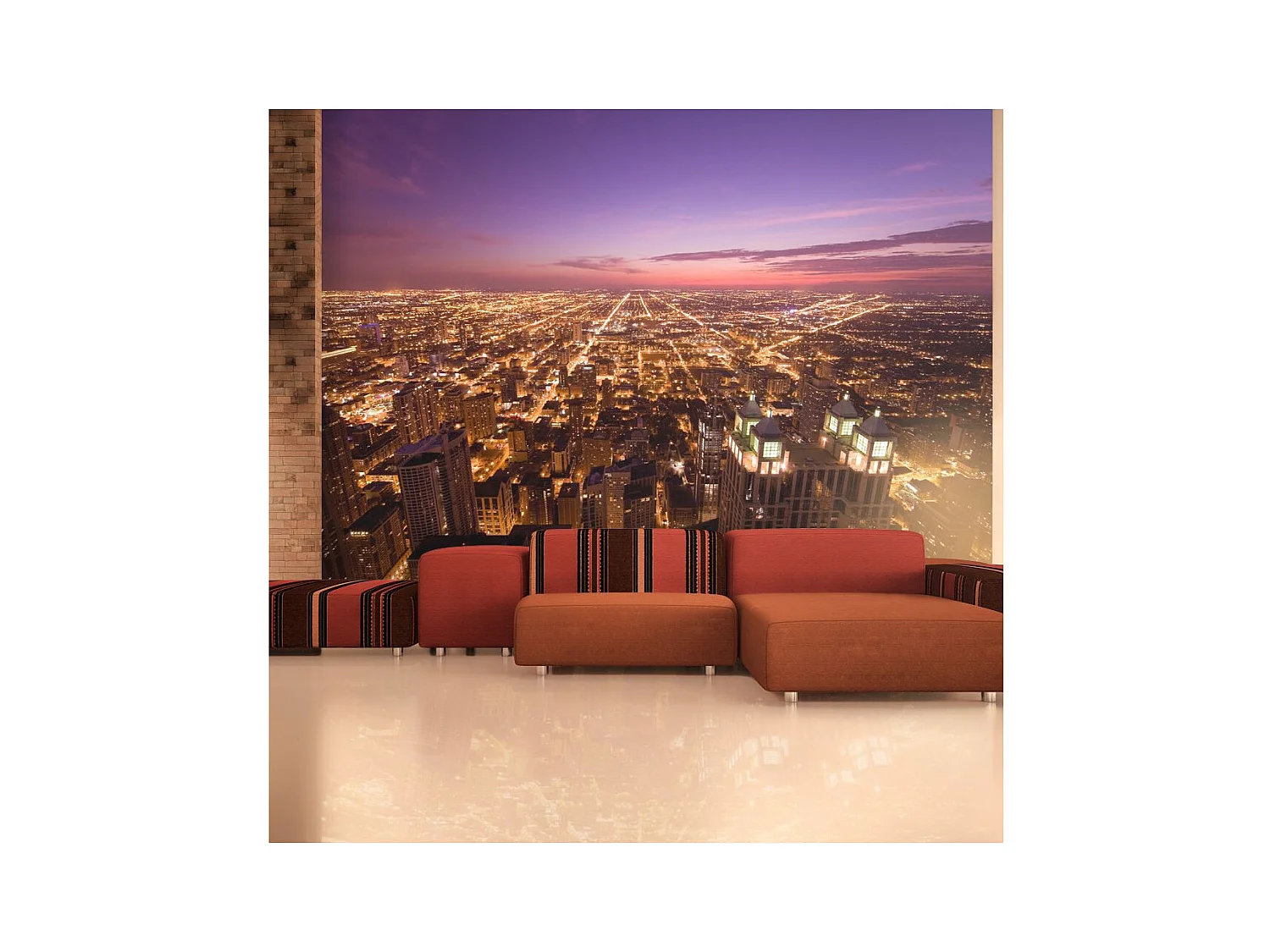 Papier Peint "Chicago Ambiance de Nuit" 154 x 200 cm