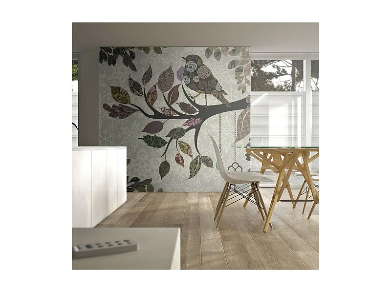 Papier Peint "Oiseau sur Branche Patchwork" 270 x 350 cm