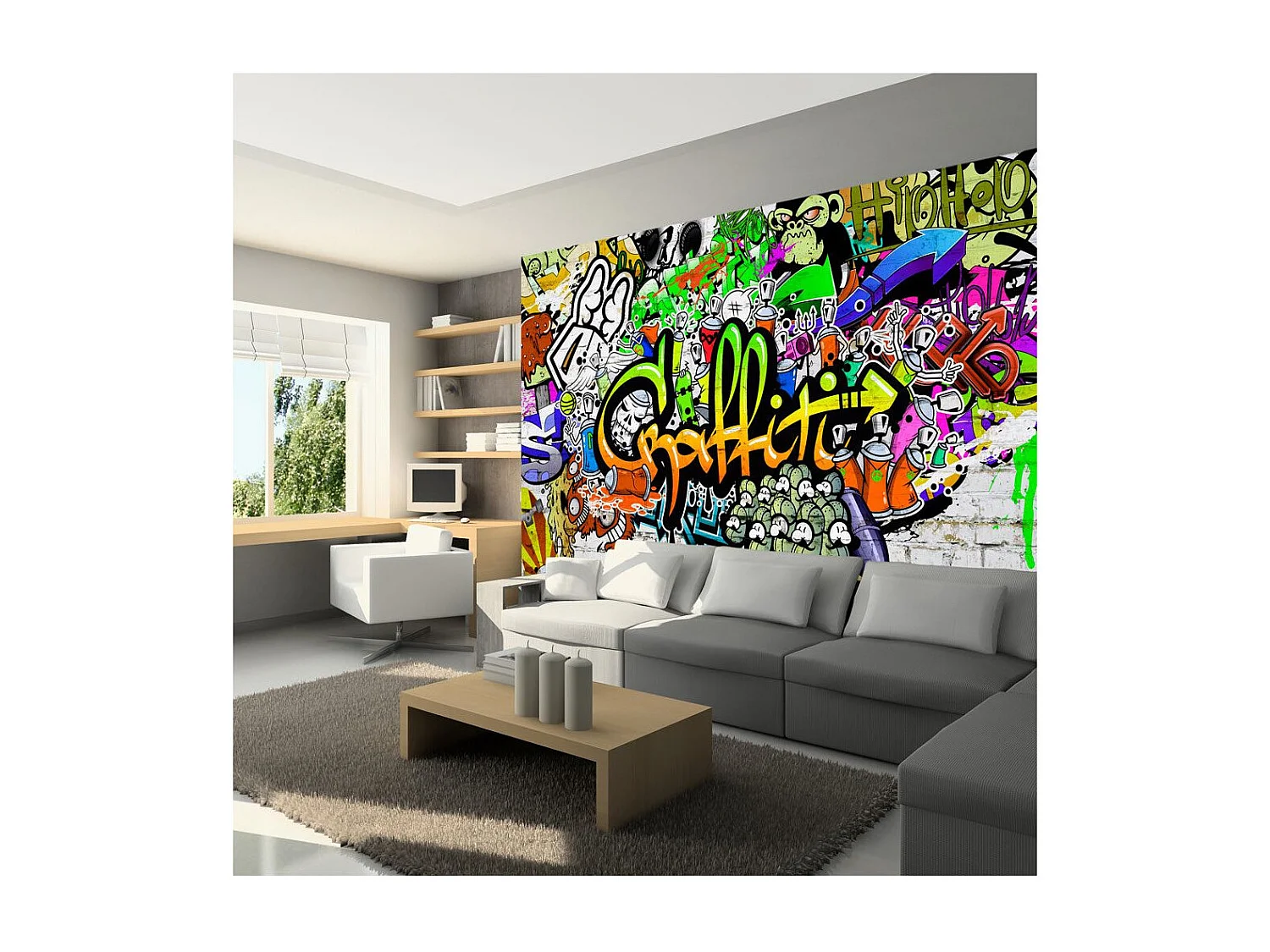 Papier Peint "Graffiti on the Wall" 140 x 200 cm