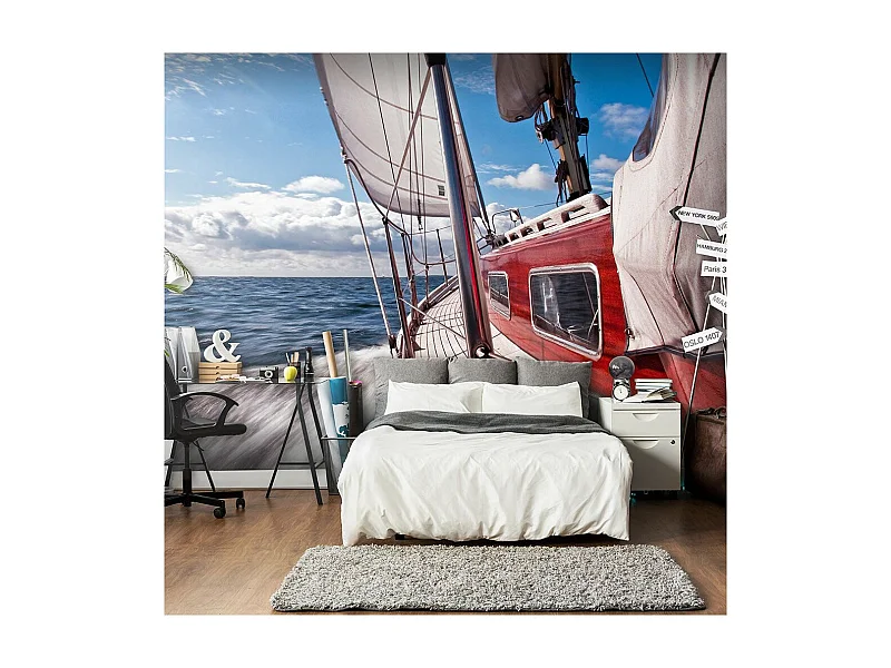 Papier Peint "Bateau Loin de la Côte" 270 x 350 cm