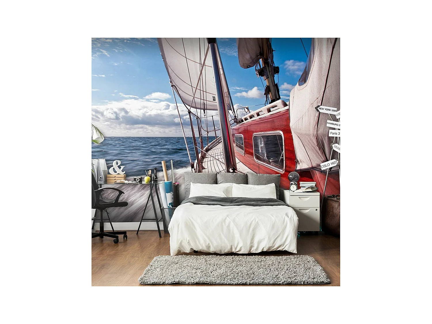 Papier Peint "Bateau Loin de la Côte" 270 x 350 cm