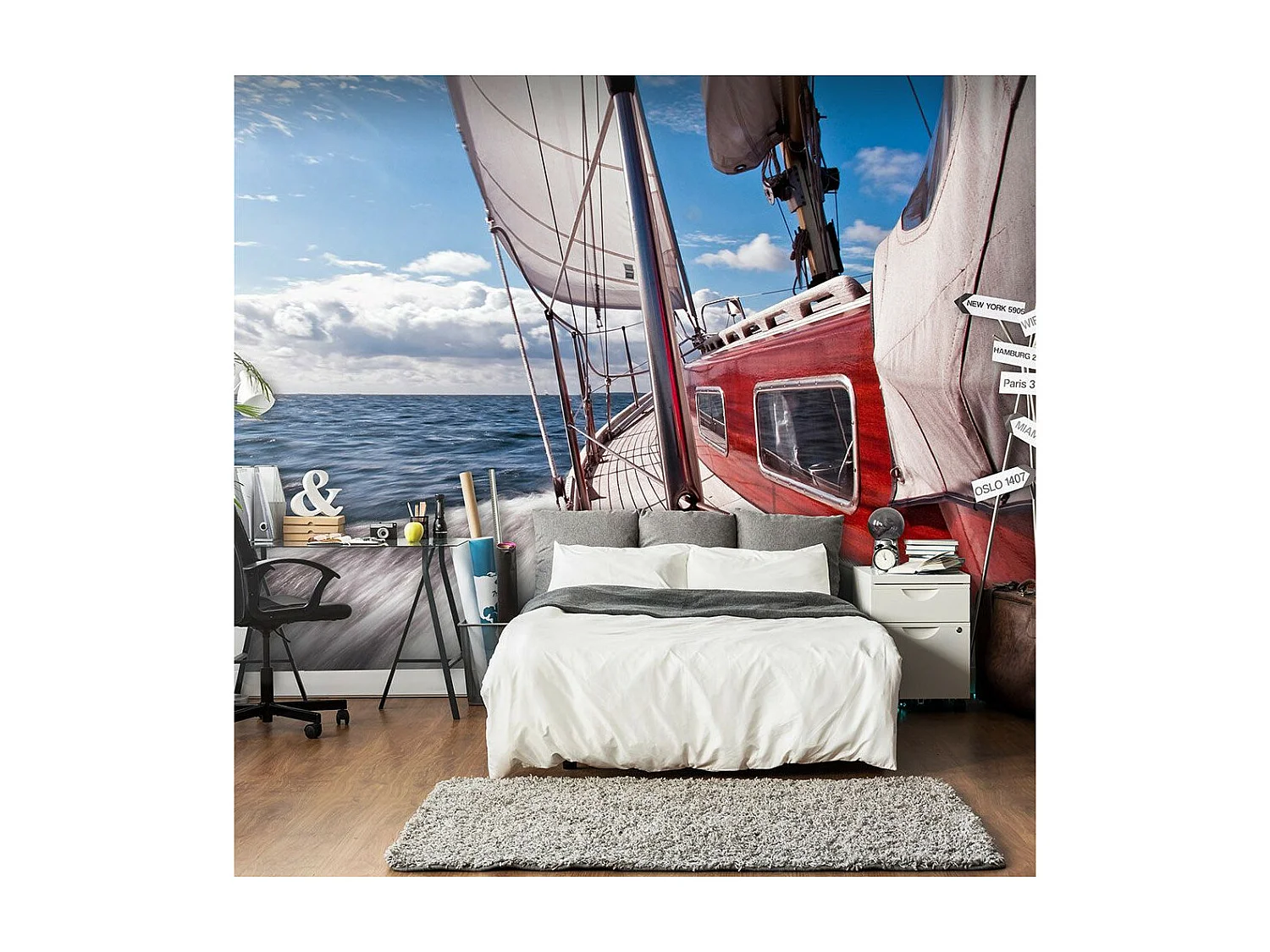 Papier Peint "Bateau Loin de la Côte" 270 x 350 cm