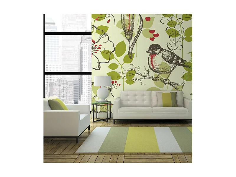 Papier Peint "Oiseau & Lys Vintage" 270 x 350 cm