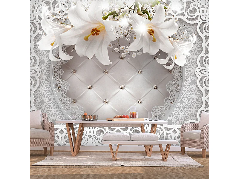 Papier Peint "Lilies & Quilted Background" 210 x 300 cm