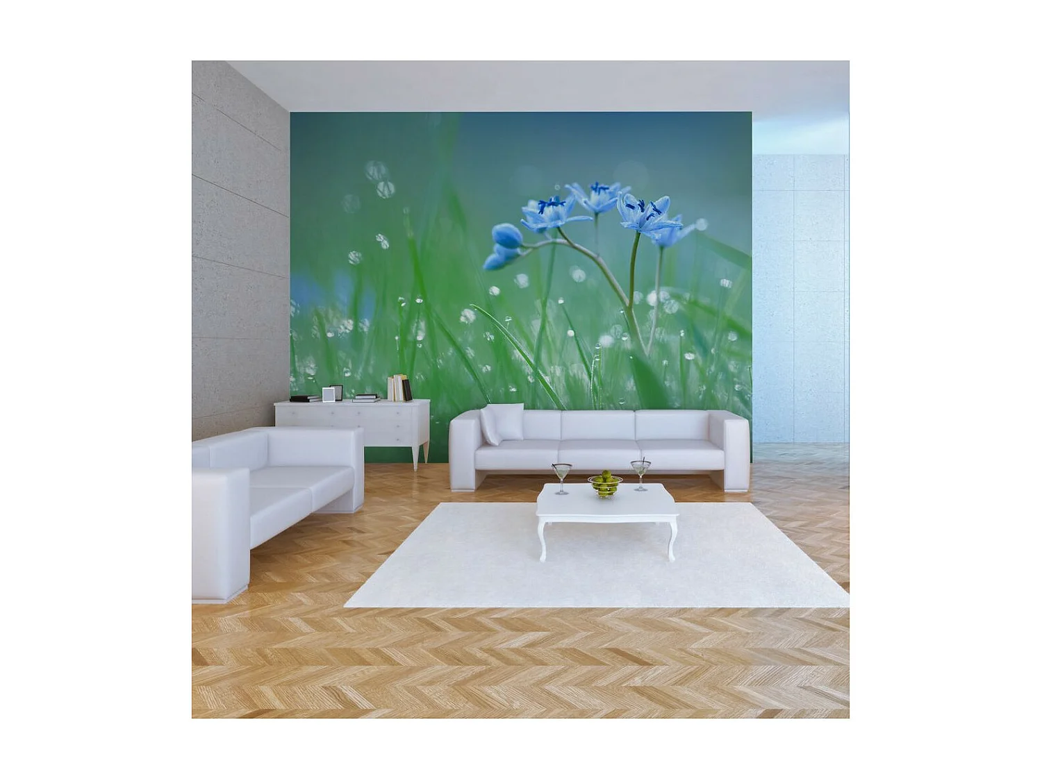 Papier Peint "Prairie dans la Lumière du Matin" 270 x 350 cm