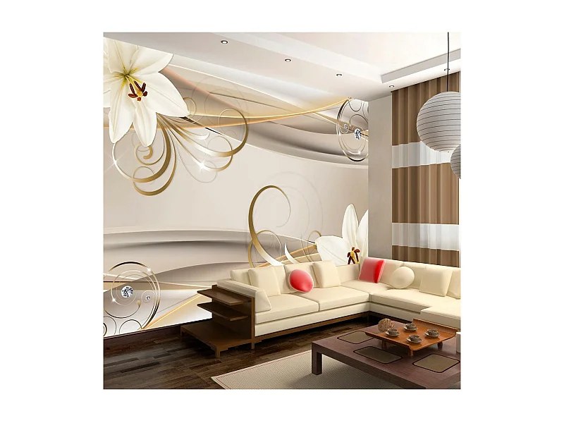 Papier Peint "Lilies & the Gold Spirals" 210 x 300 cm