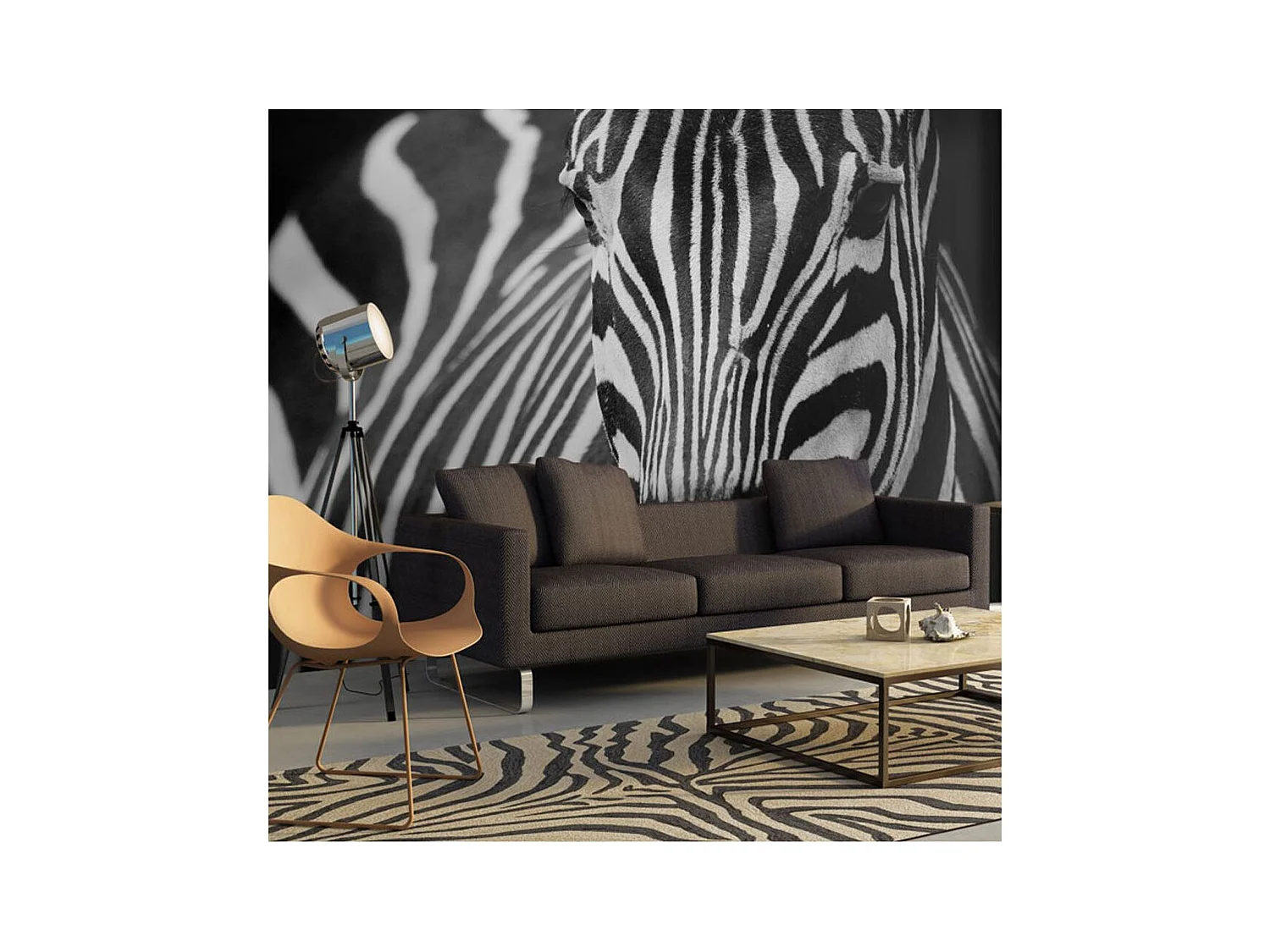 Papier Peint "Blanc à Rayures Noires" 193 x 250 cm