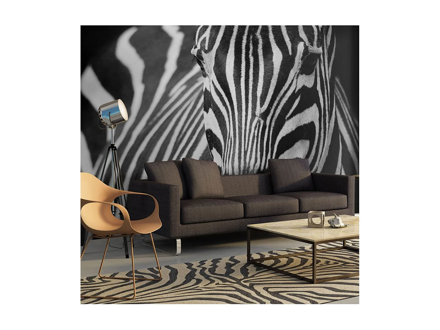 Papier Peint "Blanc à Rayures Noires" 193 x 250 cm