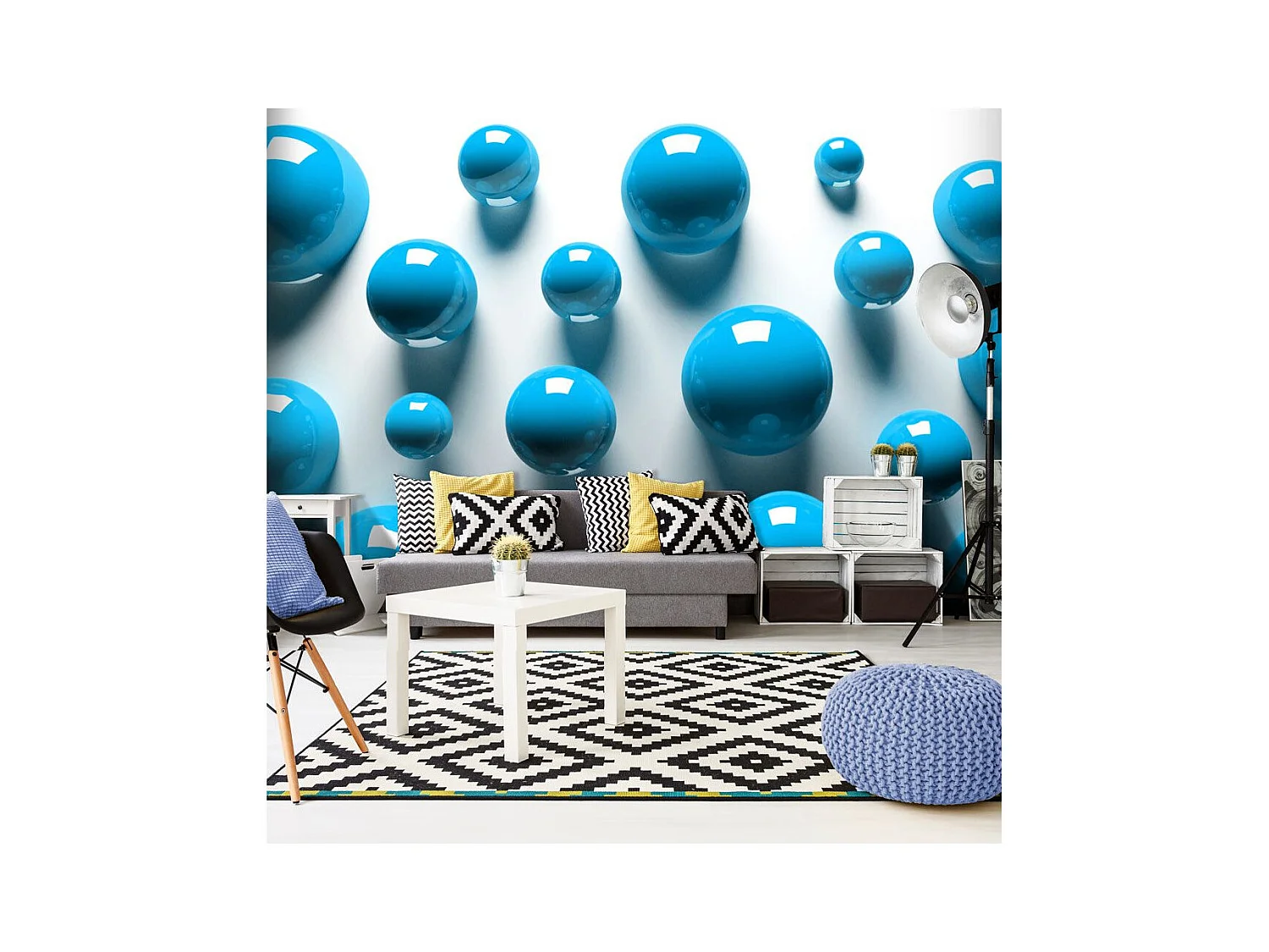 Papier Peint "Blue Balls" 105 x 150 cm