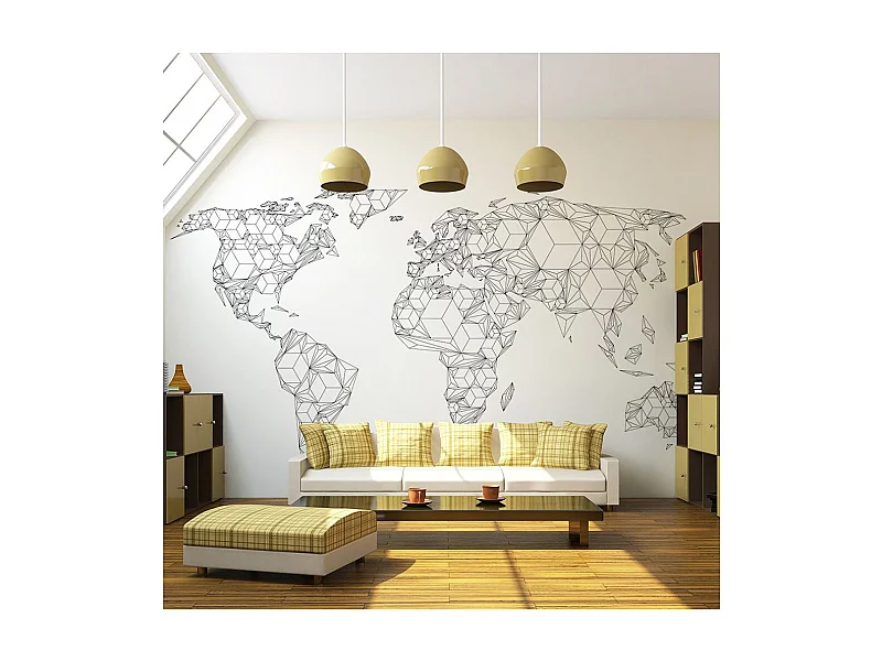 Papier Peint "Map of the World White Solids" 231 x 300 cm