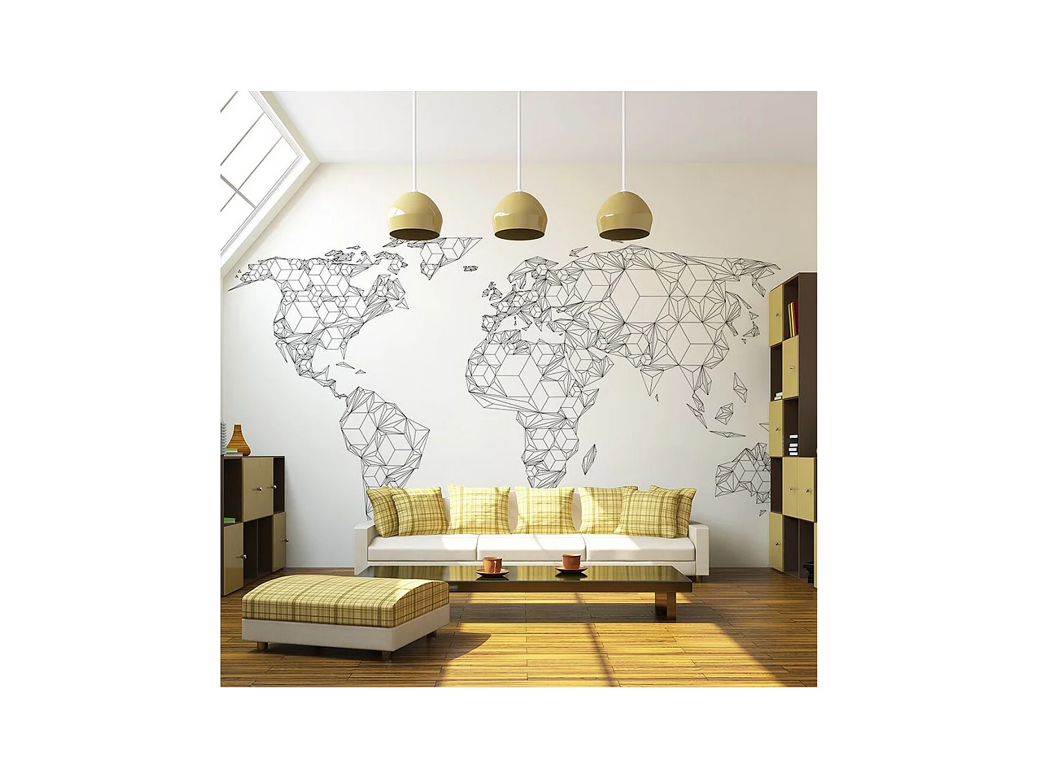 Papier Peint "Map of the World White Solids" 231 x 300 cm