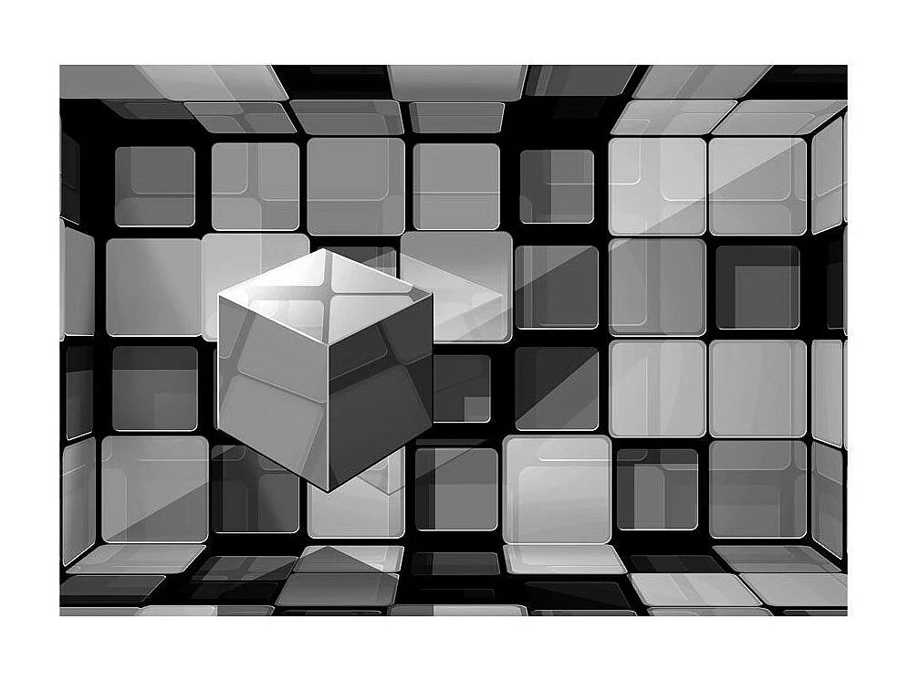 Papier Peint "Cube in Gray" 105 x 150 cm