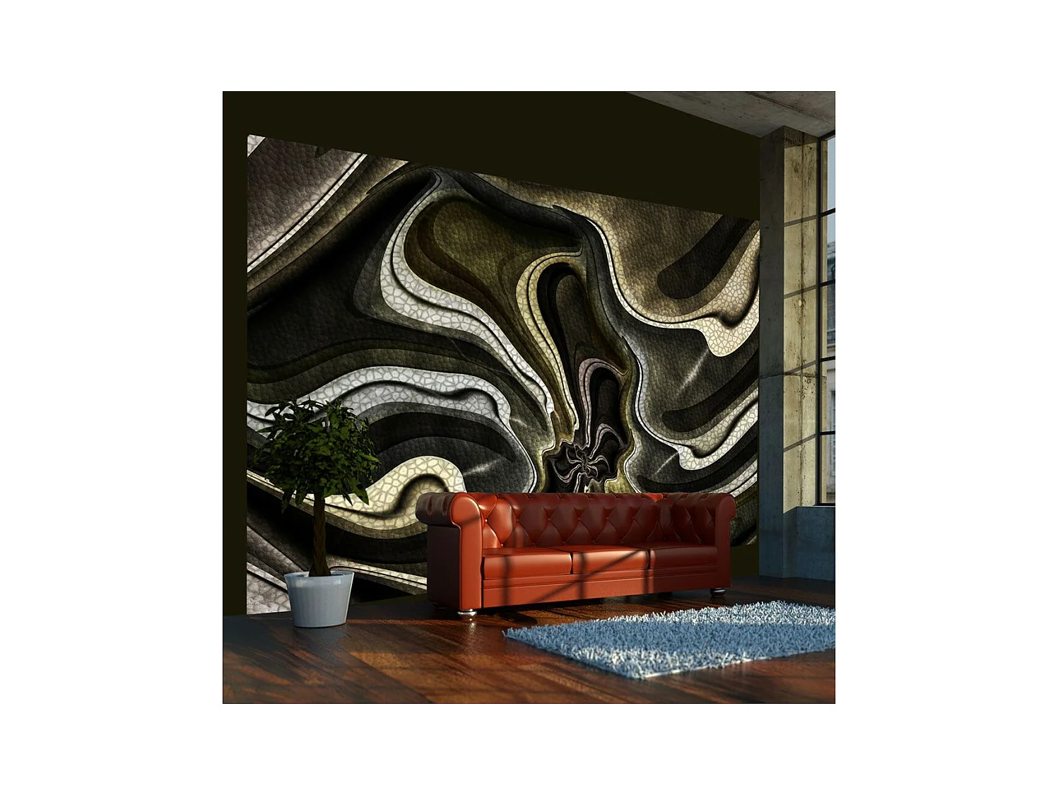 Papier Peint "Green & Brown Textured Fractal" 193 x 250 cm