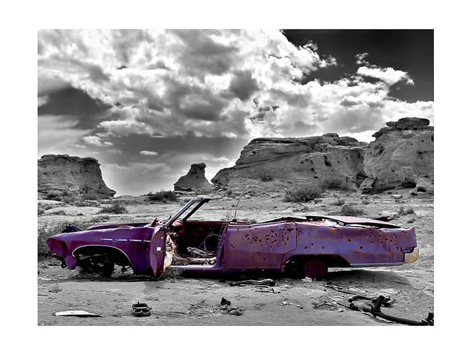 Papier Peint "Voiture Rétro sur le Désert du Colorado" 231 x 300 cm