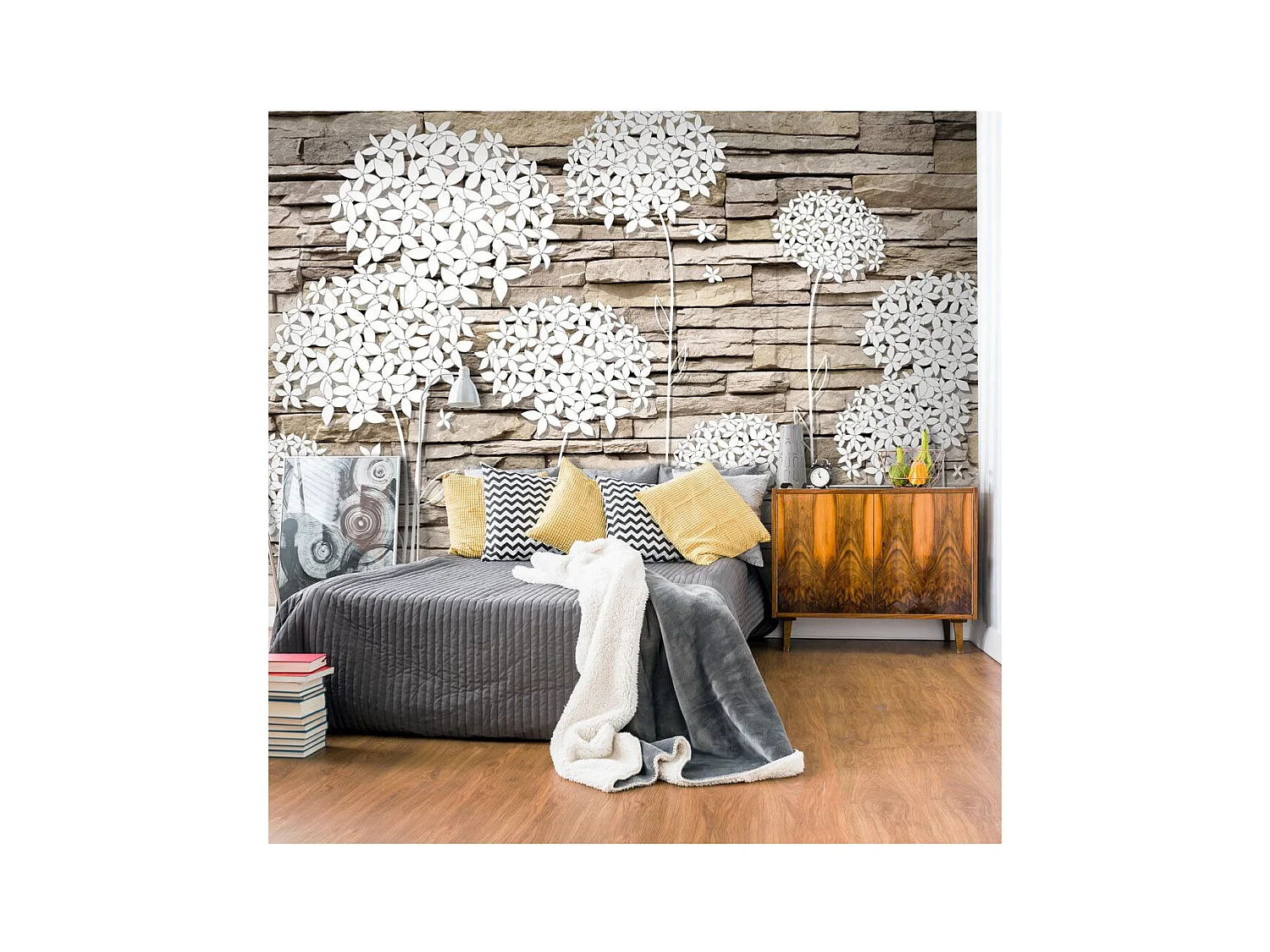 Papier Peint "Flowers on the Stone" 140 x 200 cm