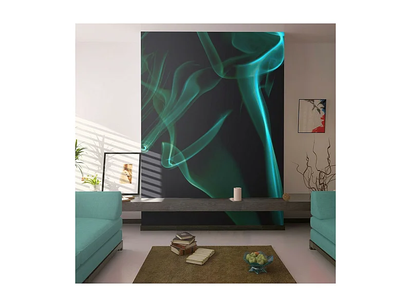Papier Peint "Vagues de Fumée Bleue" 154 x 200 cm