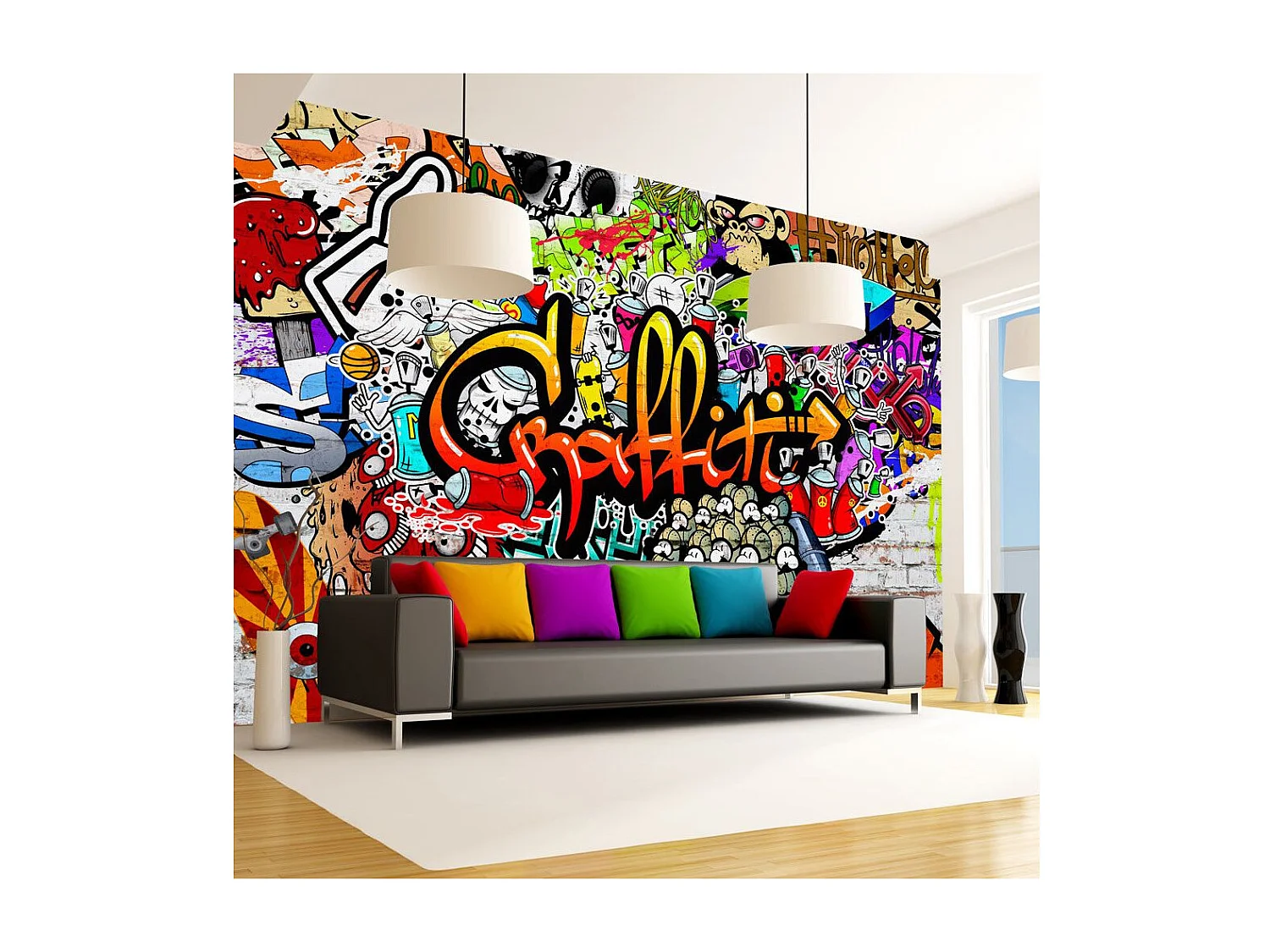 Papier Peint "Colorful Graffiti" 175 x 250 cm