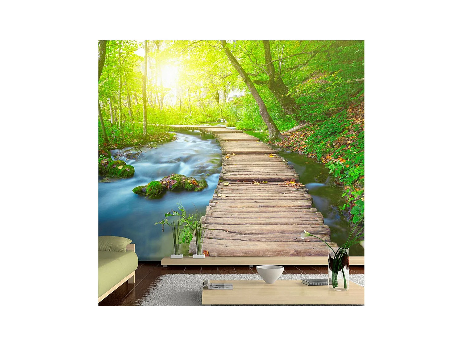 Papier Peint "Green Forest" 140 x 200 cm