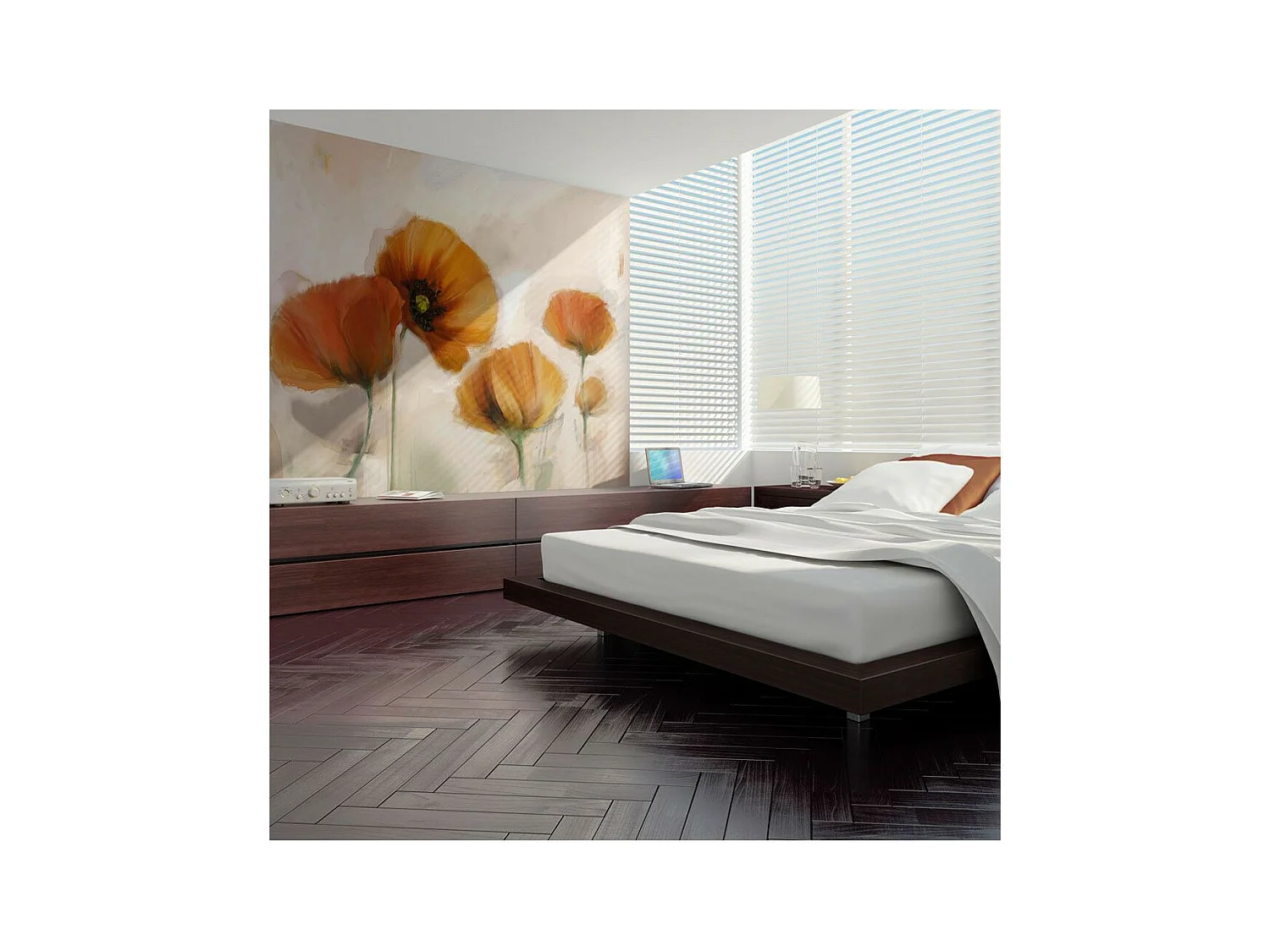 Papier Peint "Coquelicots Vintage" 154 x 200 cm