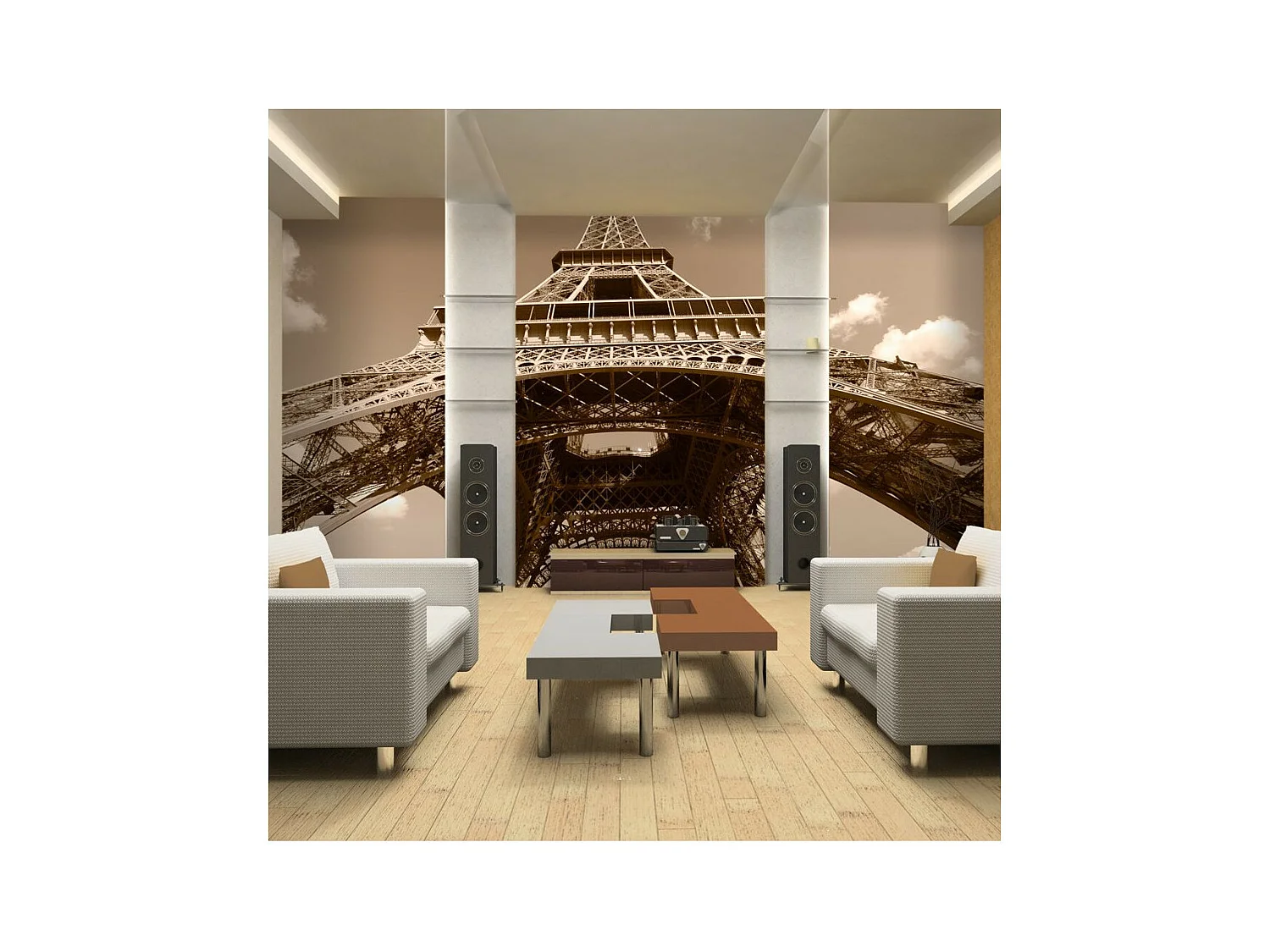 Papier Peint "Tour Eiffel en Sépia" 154 x 200 cm