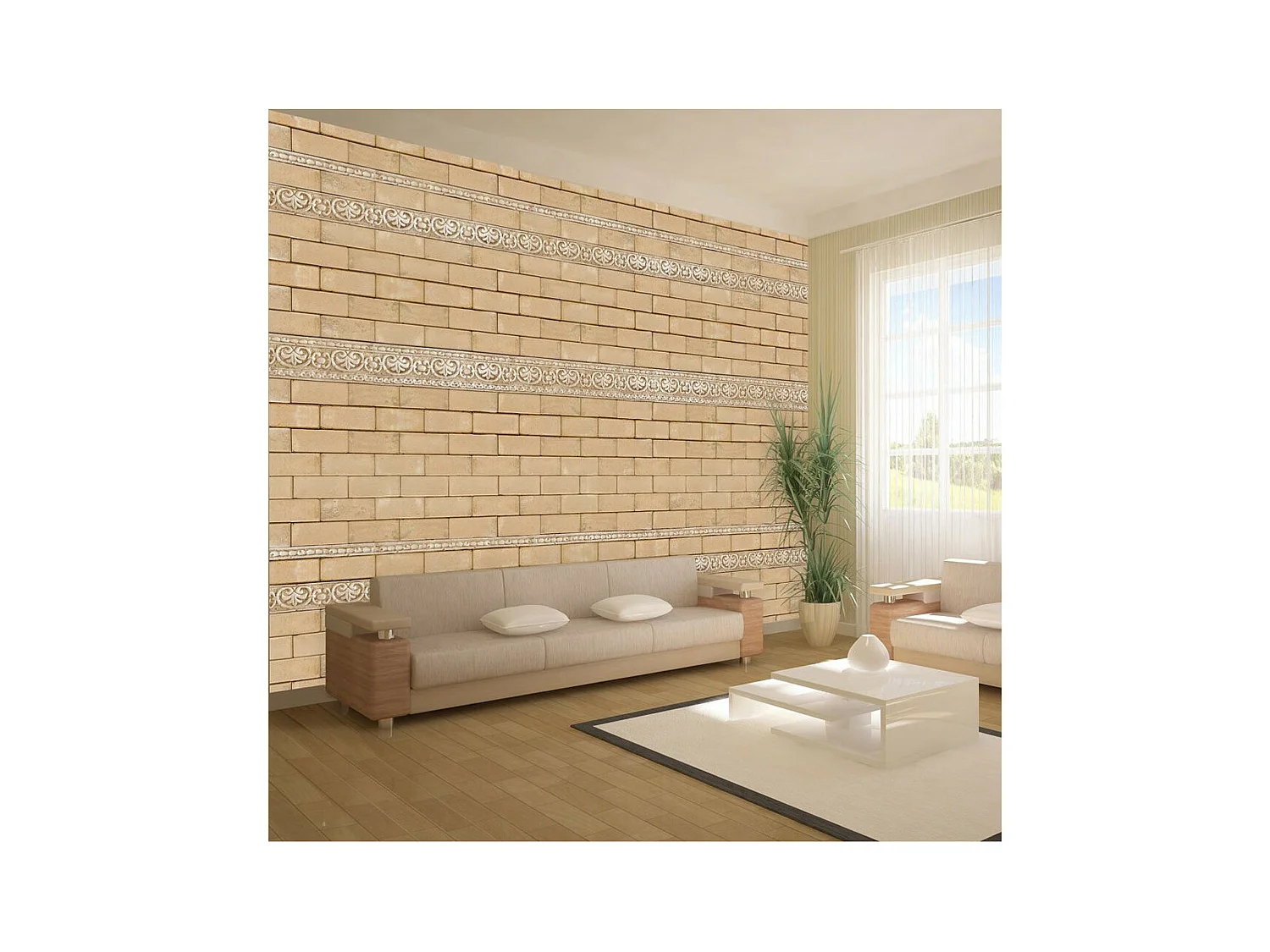 Papier Peint "Mur avec Ornements" 105 x 150 cm