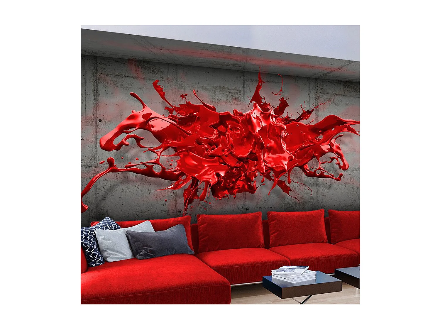 Papier Peint "Red Ink Blot" 140 x 200 cm