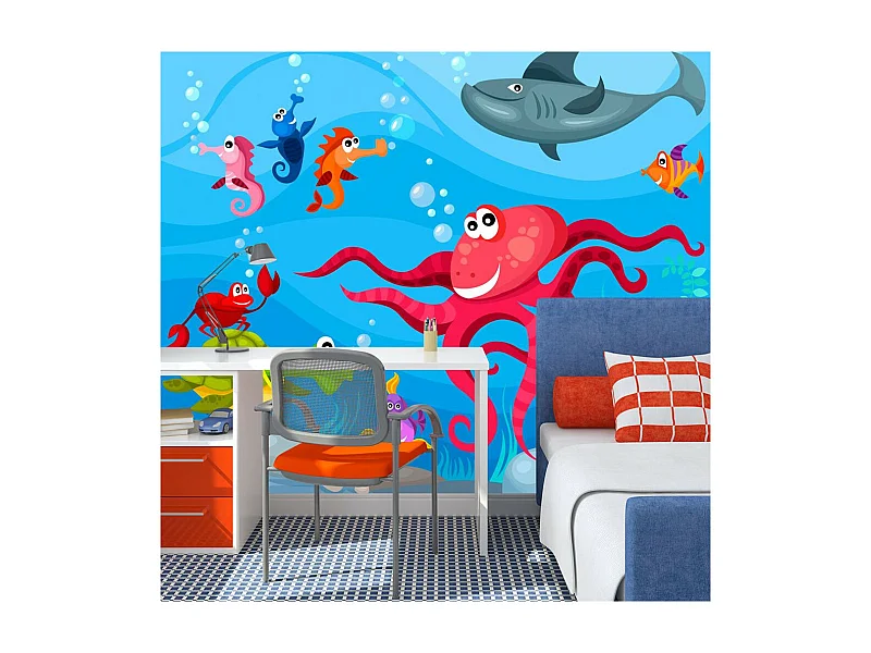 Papier Peint "Poulpe & Requin" 193 x 250 cm