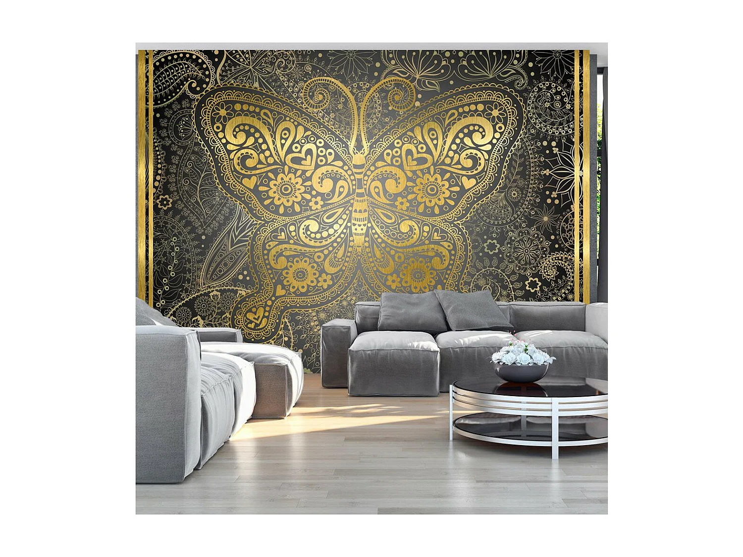 Papier Peint "Golden Butterfly" 140 x 200 cm