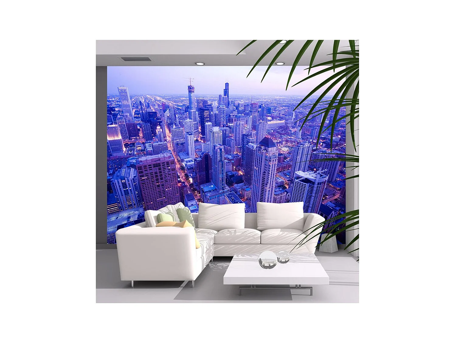 Papier Peint "Chicago : Lumières Timides au Crépuscule" 231 x 300 cm