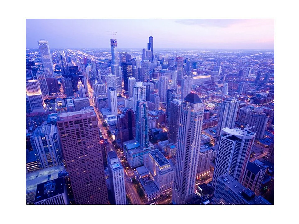 Papier Peint "Chicago : Lumières Timides au Crépuscule" 231 x 300 cm