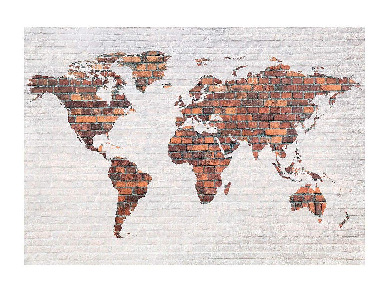 Papier Peint "World Map : Brick Wall" 210 x 300 cm